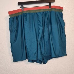 Bloomchic Swim Shorts Womens Mid Rise swim Bottoms  Beach Teal Blue size 28